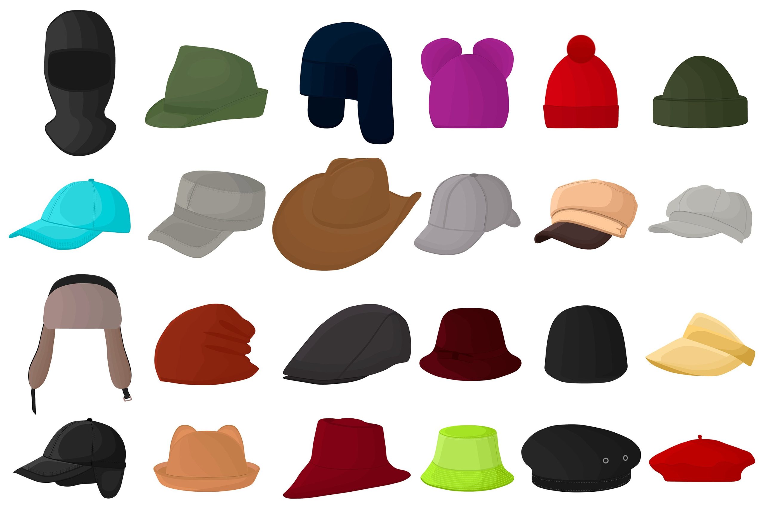 different kinds of hats