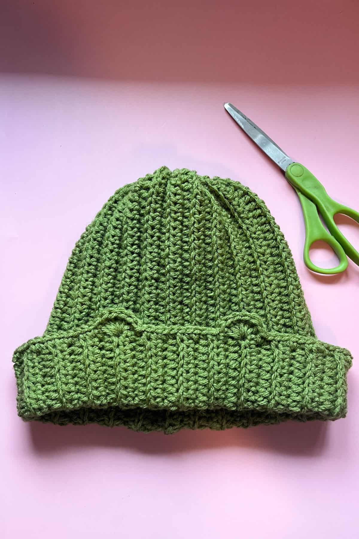 Crochet frog hat