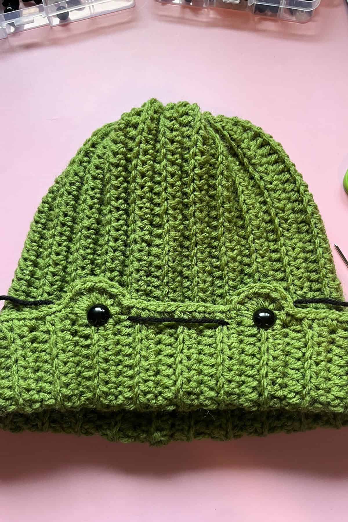 Crochet frog hat