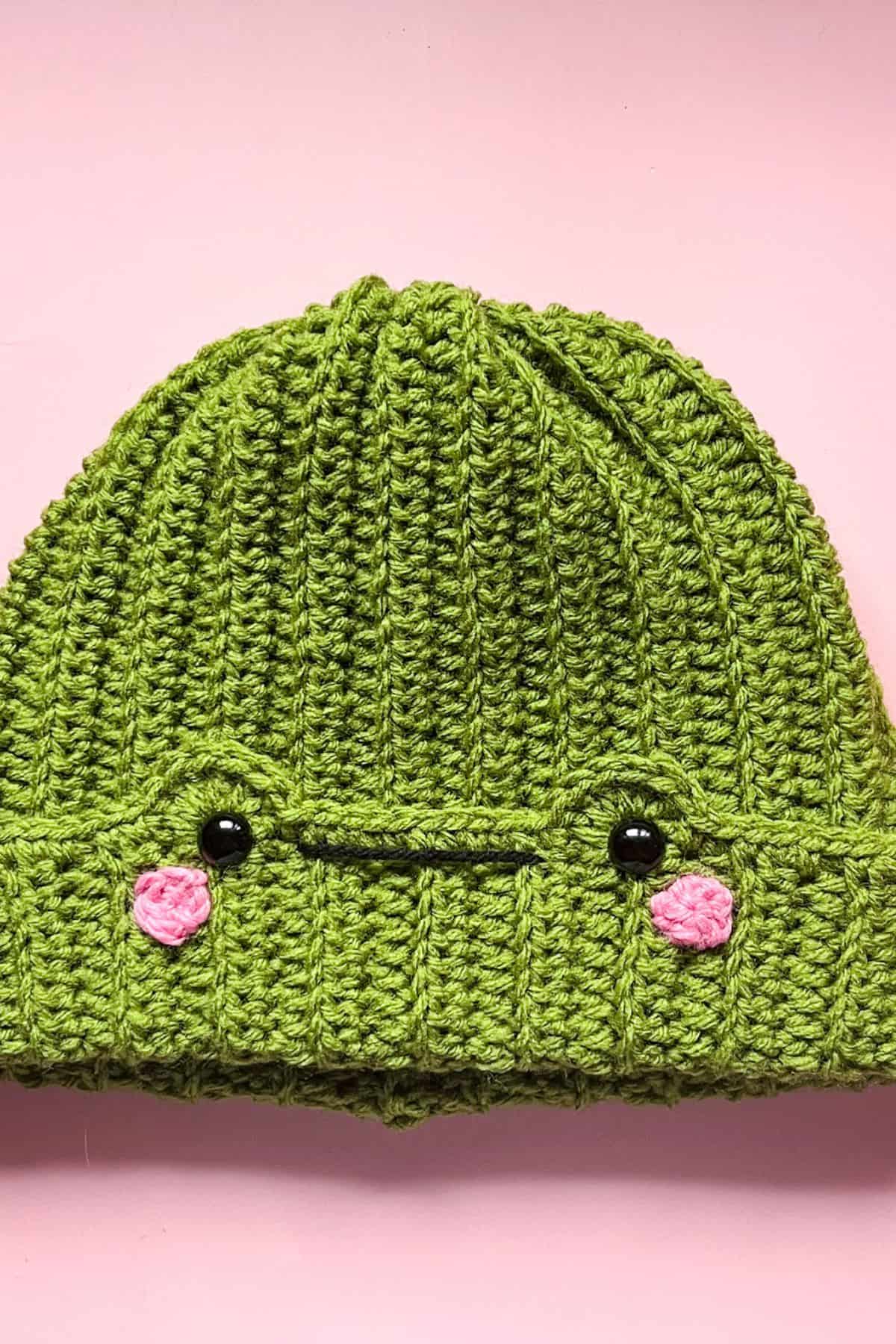 Crochet frog hat