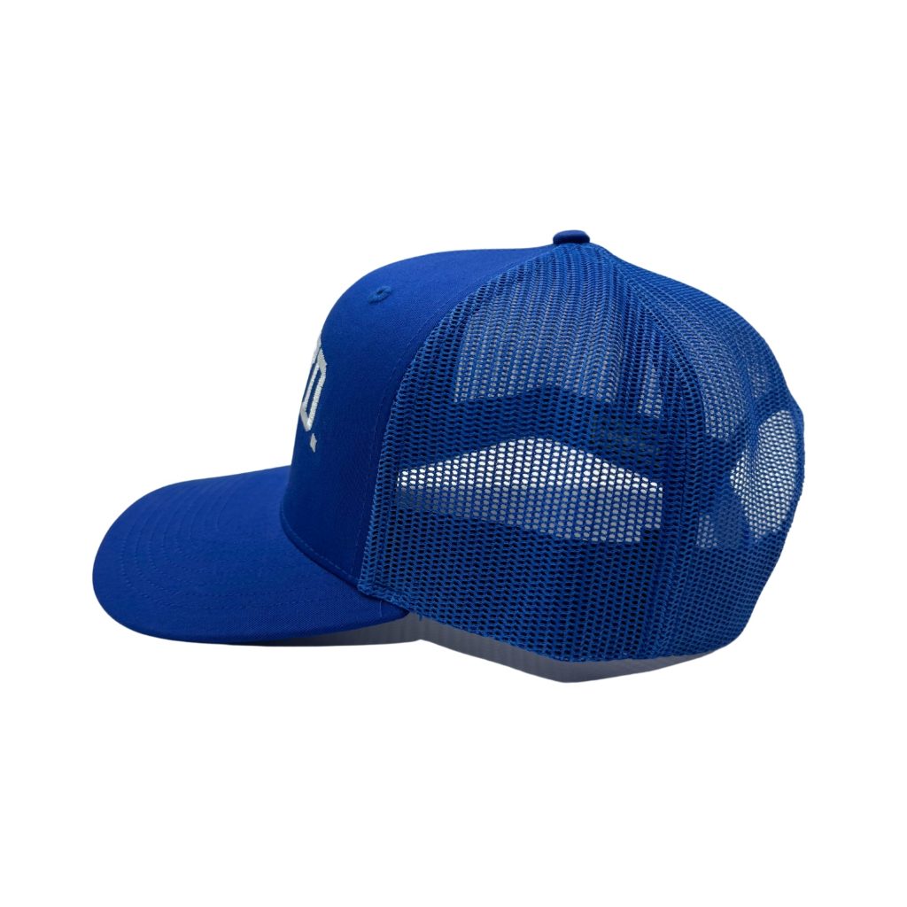 blue trucker hat